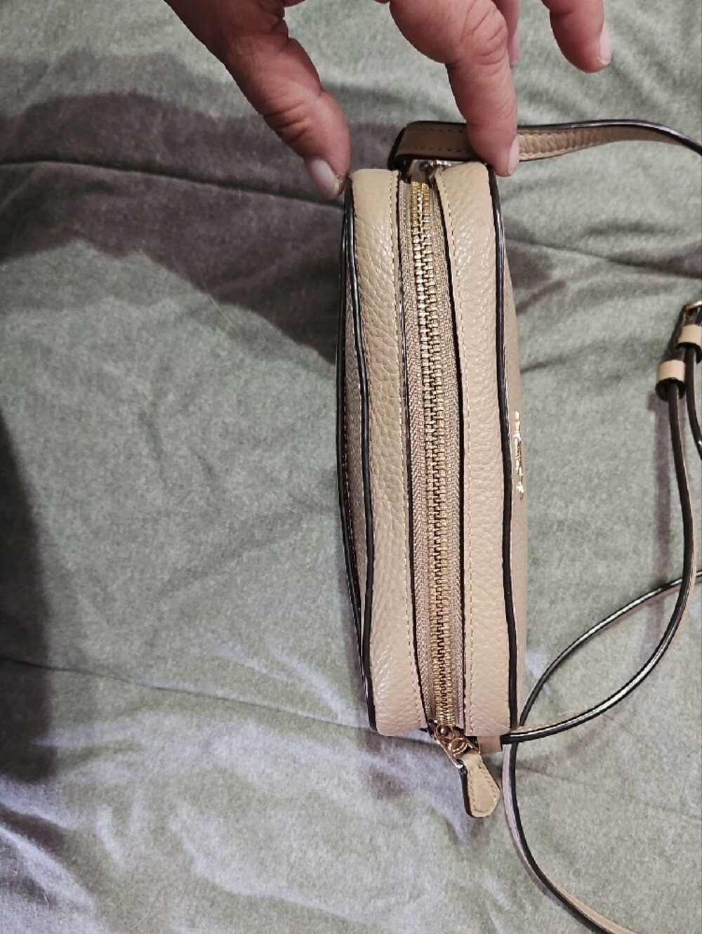 Coach Taupe Pebbled Leather Crossbody Bag NWOT - Picture 6 of 14